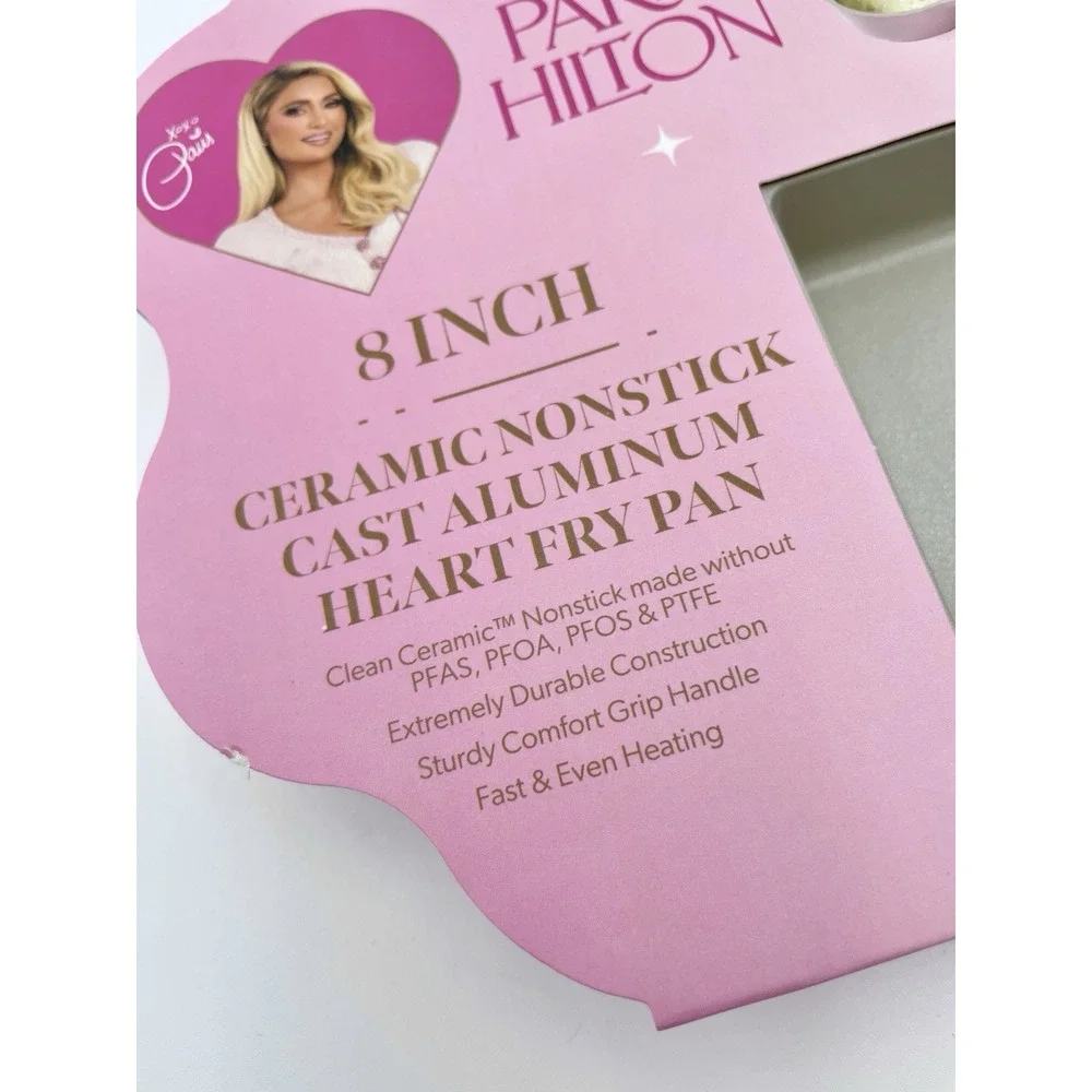 Paris Hilton 8 in Non-Stick Ceremic Heart Shaped Stick Fry‎ Pan